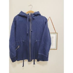 Blue Zip-Up Sweater/Hoodie with 4 Pockets